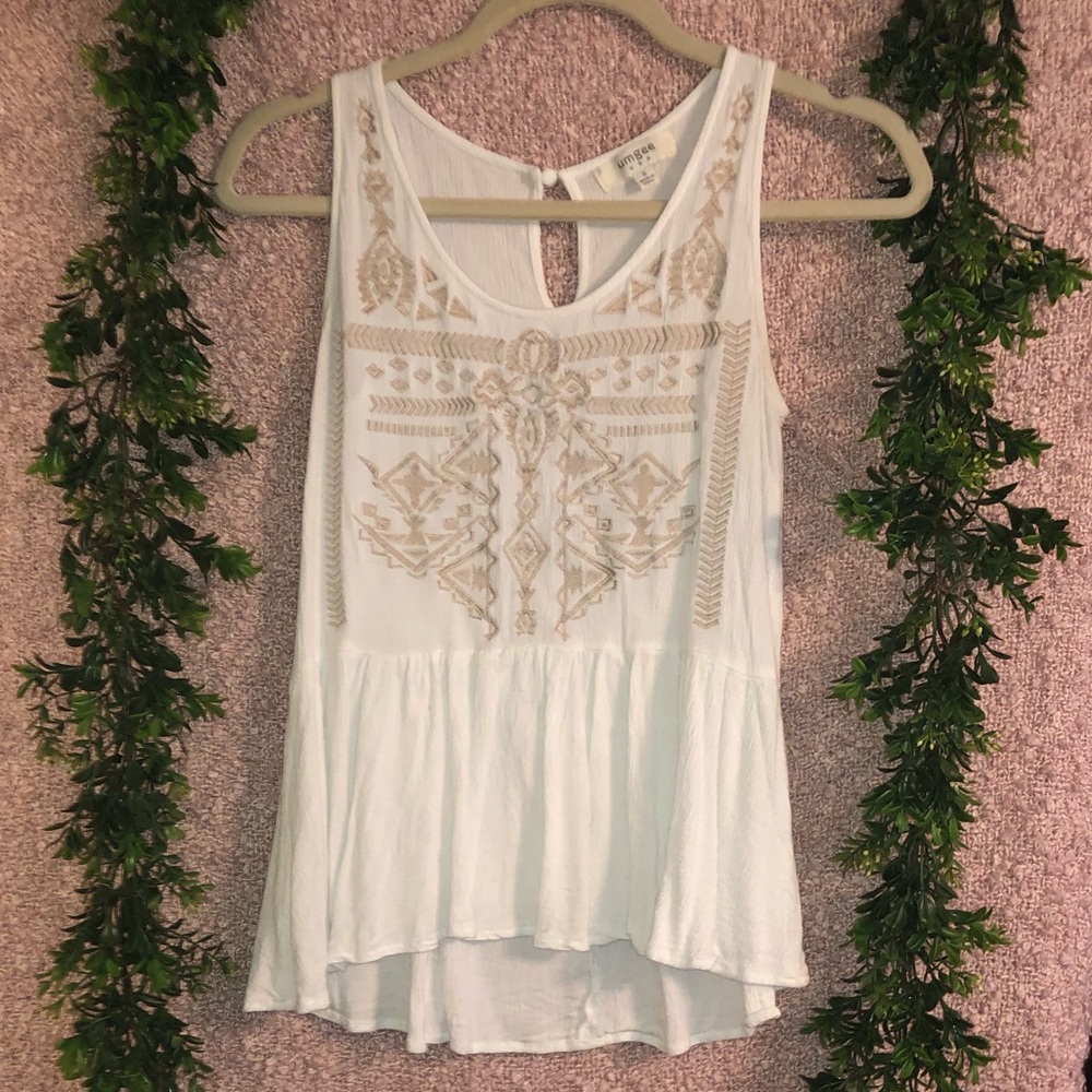 Umgee - White Embroidered Tank - Size S